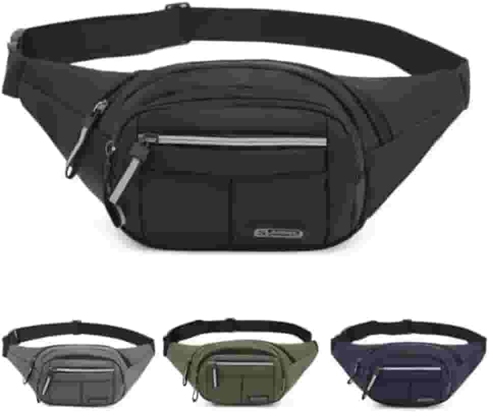 Pochete Motociclista Multiuso Impermeável Grande Capacidade, Múltiplos Bolsos, Alça Ajustável, Bolsa Motoqueiro Masculina e Feminina, Uso na Transversal no Ombro ou na Cintura (PRETO)