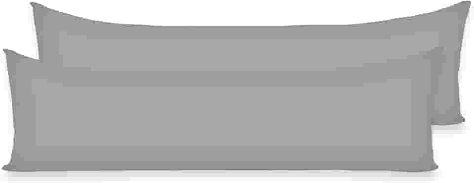 Kit 2 Fronhas C/Zíper 1,30x40cm Percal Flex 400 fios Travesseiro de Corpo Xuxão Toque Macio (cinza)