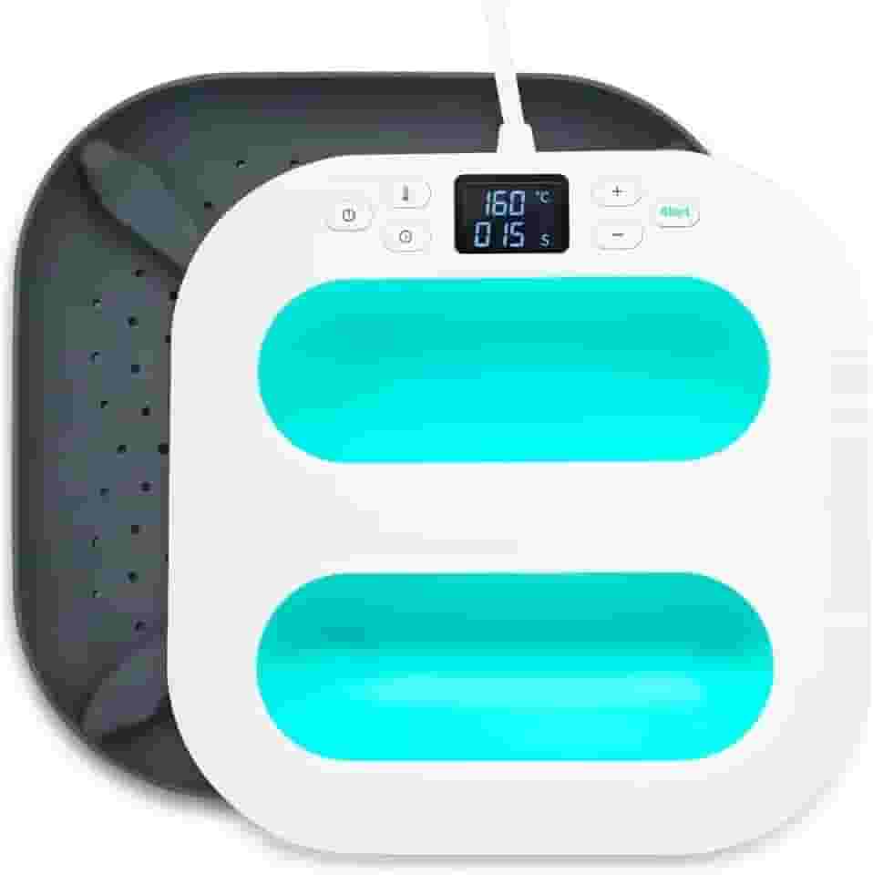 Mini Prensa Térmica Portátil Máquina de prensa térmica para camisetas, prensa térmica portátil 30x40cm com tapete de prensa térmica, máquina de prensa térmica para sublimação, HTV (verde 110v)