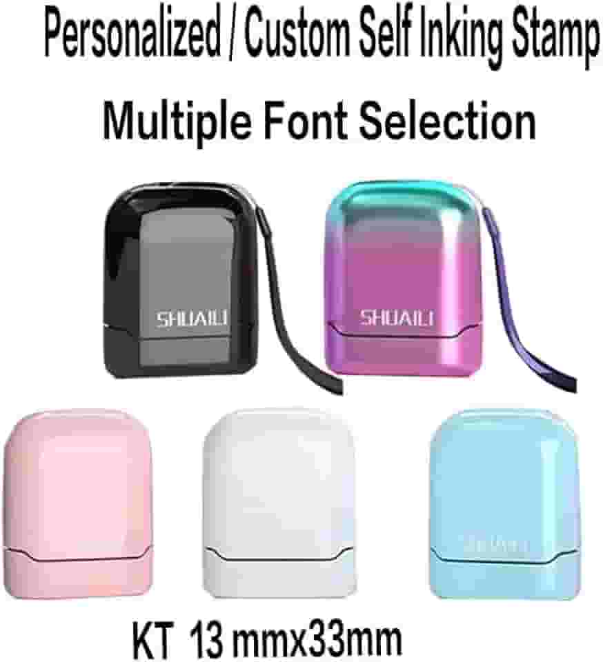 Carimbo feito sob encomenda do auto do professor do escritório mini nome personalizado para a assinatura do scrapbooking Carimbo fotossensível retangular profissional de, selo pessoal (Rosa)