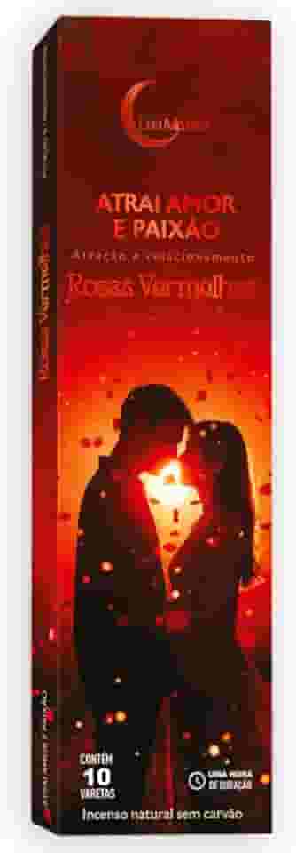 Incenso Natural Atrai Amor e Paixão 0% Carvão Cx C 10 Varetas