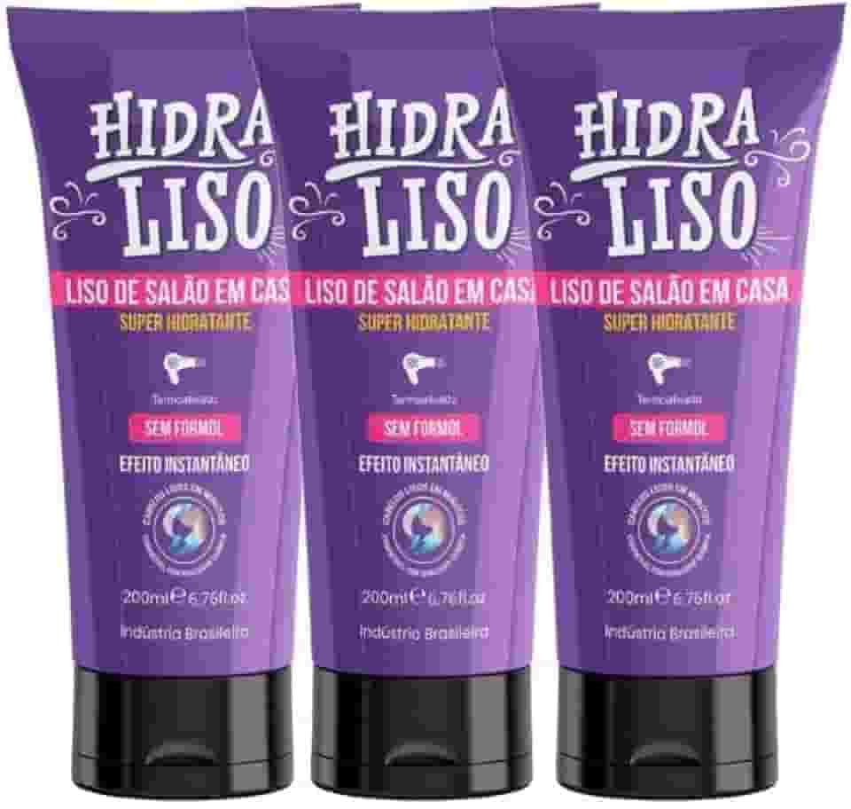 03 HidraLiso - Liso de Salao em Casa, Alisante Para Cabelo Organico, Progressiva de Chuveiro Sem Formol