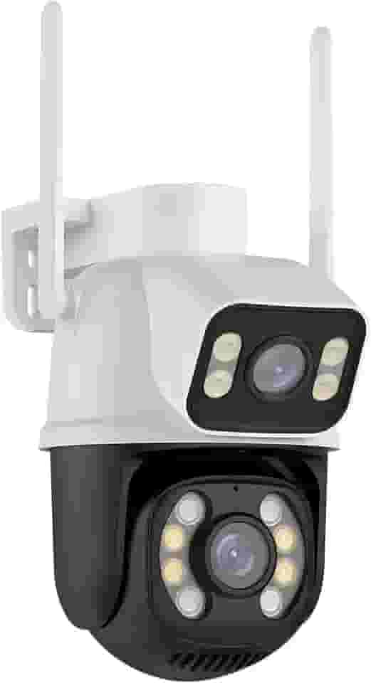 Câmera IP Sem Fio de Segurança Externa HD 3MP, Câmera de Visão Noturna WiFi, Dupla Lente Grande Angular, IP66 à Prova D'água e à Prova de Poeira, Chamada de Voz Bidirecional, Qualidade Premium