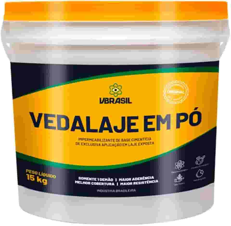 Vedalaje Em Pó 15Kg – Impermeabilizante Cimentício Para Lajes Expostas, Rende Até 100m², Secagem Rápida, Proteção Hidrofóbica E Isolante Térmico De Alta Performance