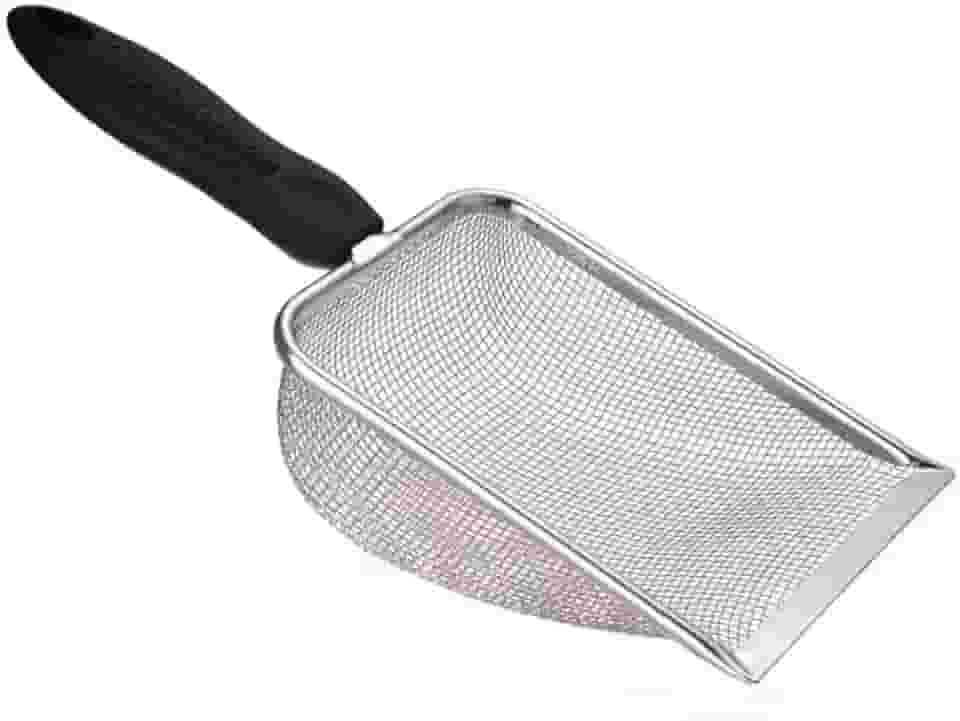 Peneira de Areia e Cascalho para Jardim, Malha Metálica, Cabo Ergonômico, 28cm, Pazinha coletora de fezes Aço Inox Pá Higiênica Para Gatos Substratos Colheres Animais (2.0 areia fina)
