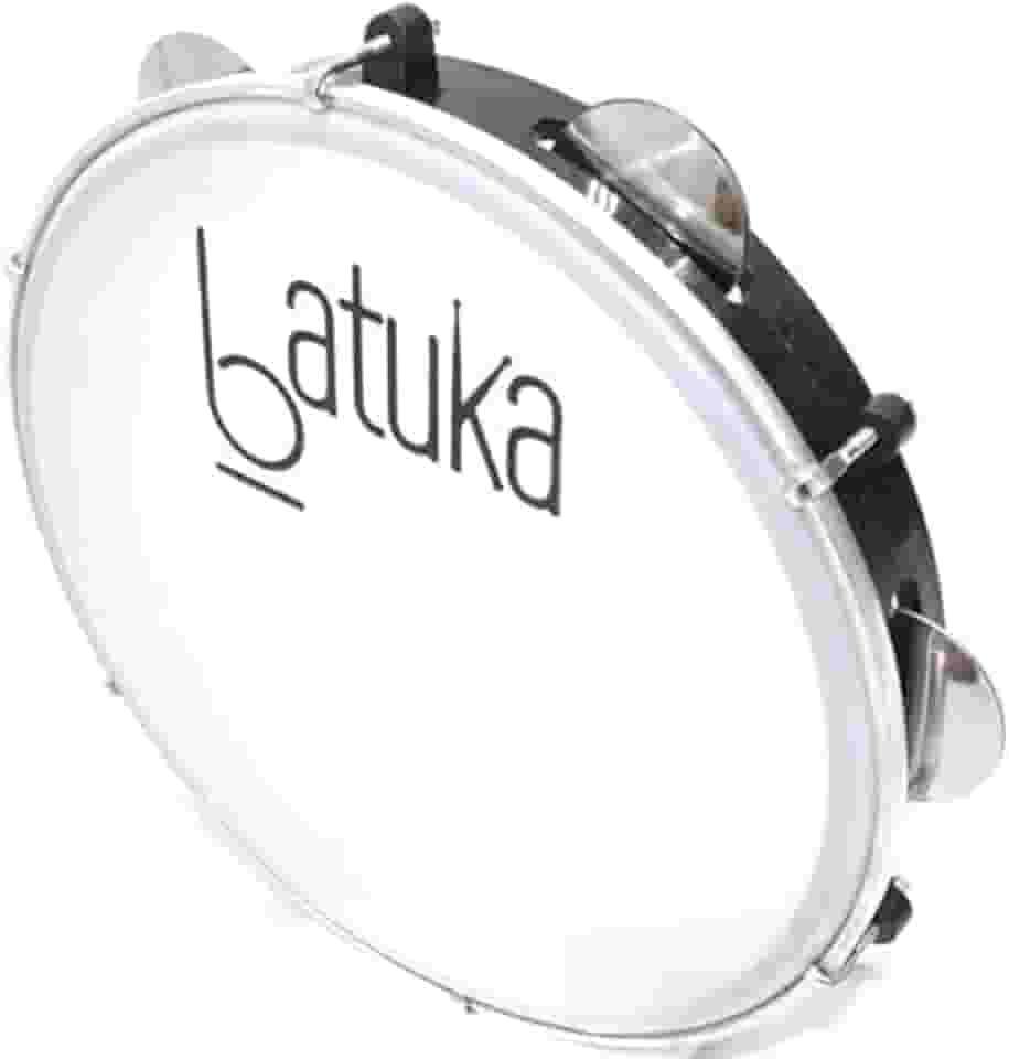 Pandeiro 10" Abs Preto Plat Inox Pele Pele Leitosa Batuka- Luen