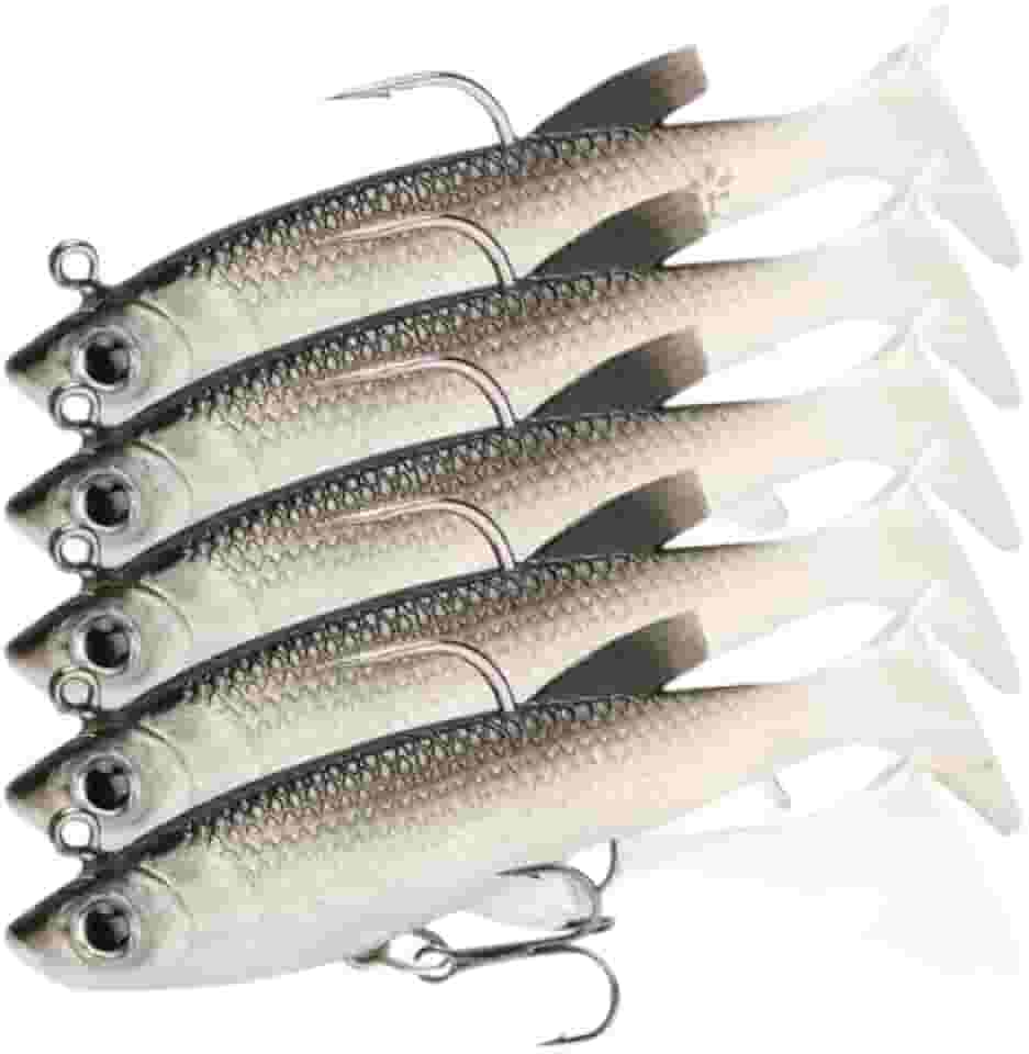 Kit 5 Iscas Artificiais Soft Bait – Tucunaré, Traíra e Corvina com Anzol Embutido