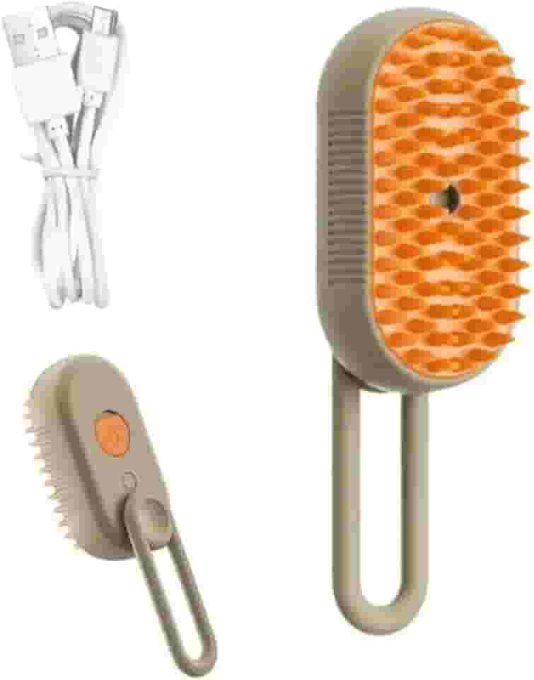 Escova Pet Vapor, Massageadora de Banho com Cerdas de Silicone, Design Ergonômico, Removedora de Pelos, Higienizadora, Brilho, Limpeza a Vapor