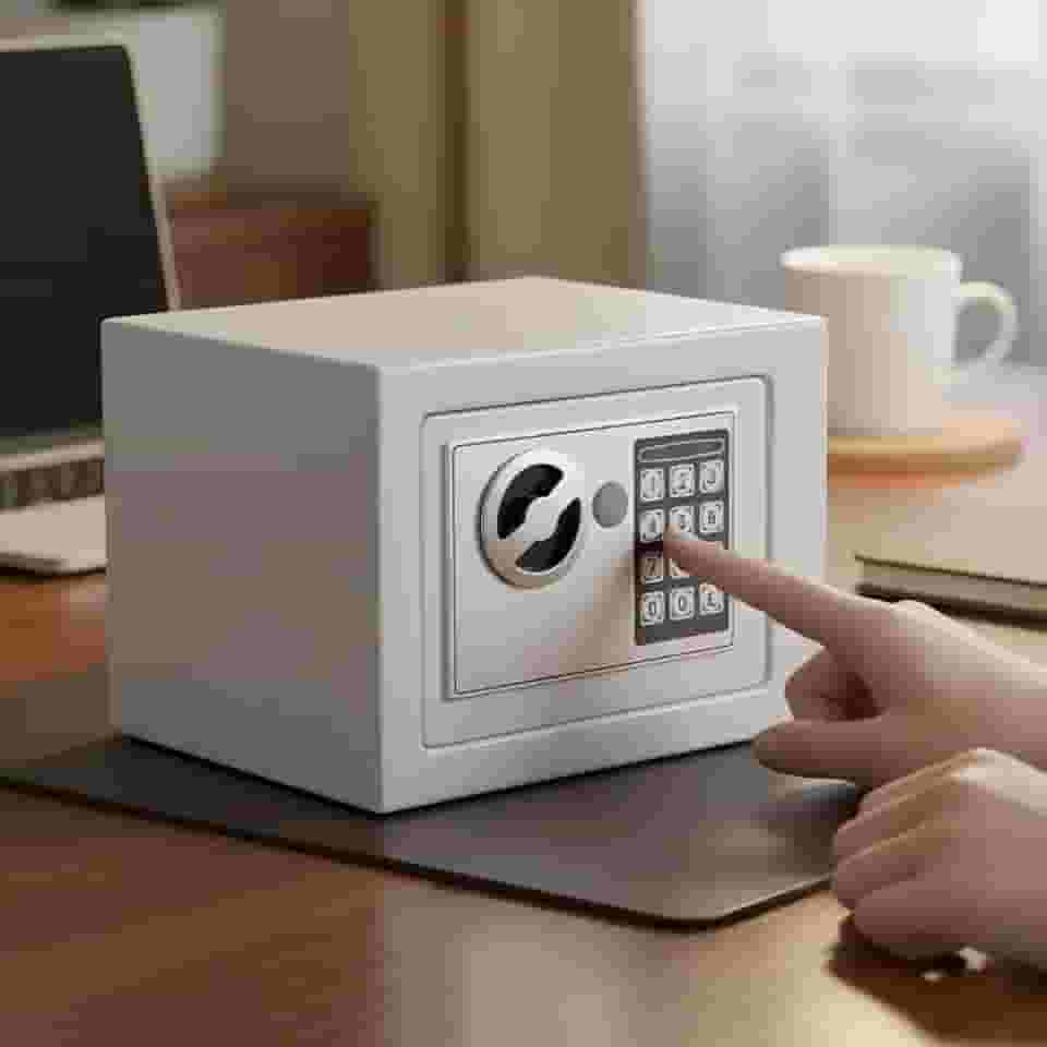 Cofre Eletrônico Teclado Digital + 2 Chaves Segurança Máxima (Branco)