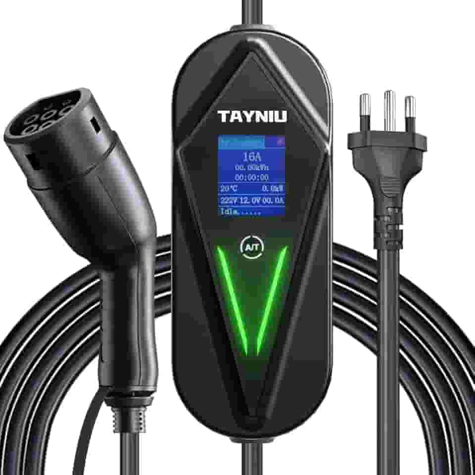 Carregador Portátil Carro Elétrico TAYNIU 3.5KW Carregador de Ev 8A 10A 13A 16A Tipo 2 Dispensa Aterramento Cabo De 5M Wallbox EV Compatível com BYD BMW Volvo Carro Voltix