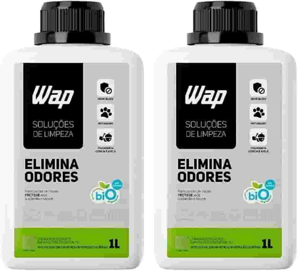Kit WAP Elimina Odores Pet – 2 Frascos de 1 Litro – Neutraliza Mau Cheiro, Urina e Fezes, pH Neutro, Biodegradável, Fragrância Cereja e Avelã