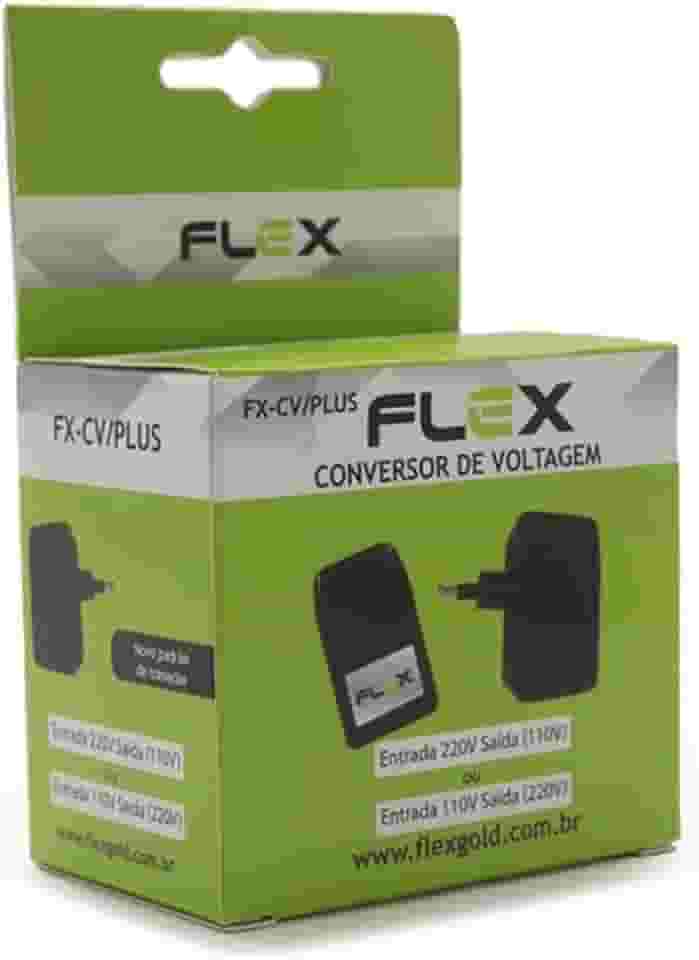 Flex Conversor de Voltagem FX-CV/PLUS, Bivolt 110V/220V, Adaptador Universal Conversor de voltagem - Conversor de 220V para 110V viagens, adaptador conversor de energia combinado com carregadores