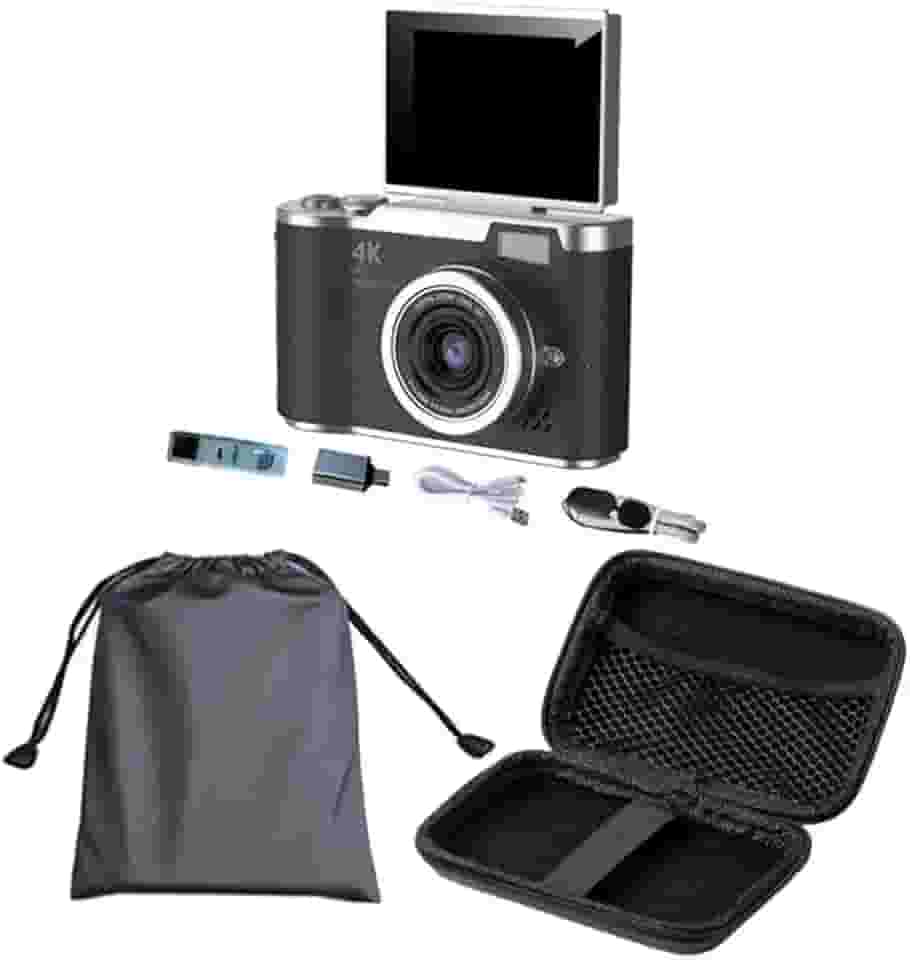 Câmera Digital de 48MP com Digital de 8x para Estudantes E Iniciantes. Preta.