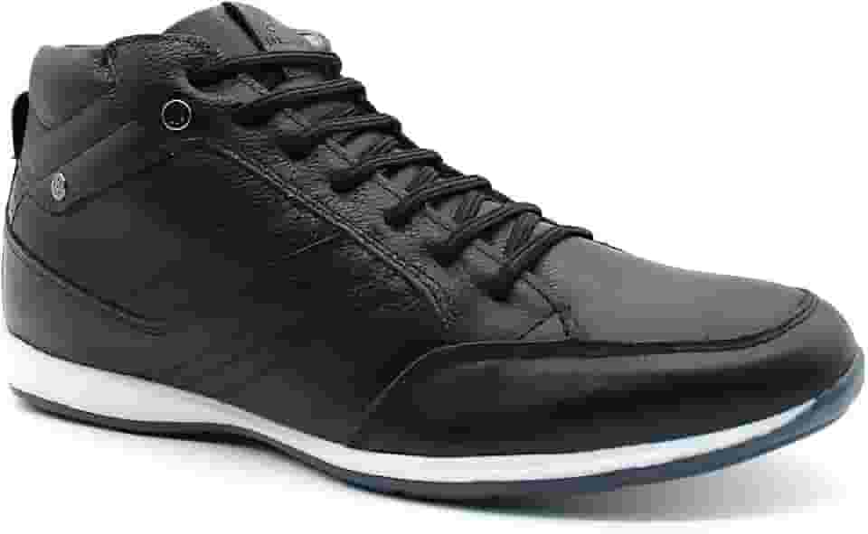 Sapatênis Masculino Couro Legítimo Cano Alto com Zíper Lateral Elegance