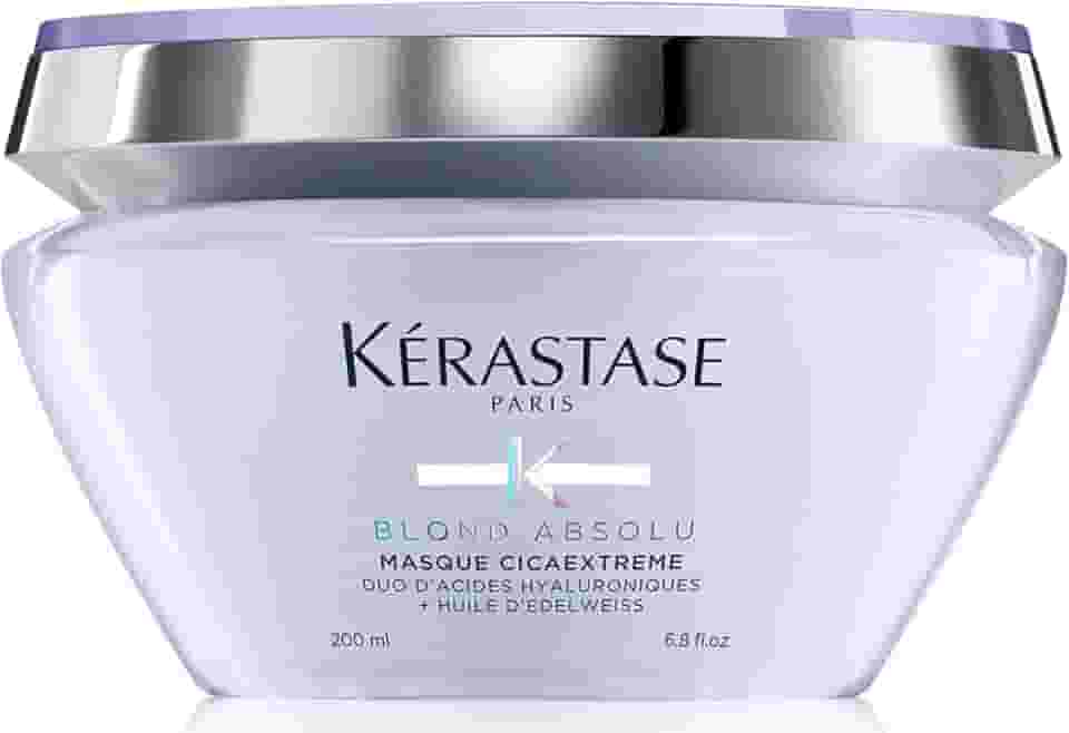 Kérastase Máscara Blond Absolu Masque Cicaextreme, Cabelos loiros, descoloridos, Hidratação, restauração, Ácido Hialurônico, Flor de Edelweiss, 200 ml