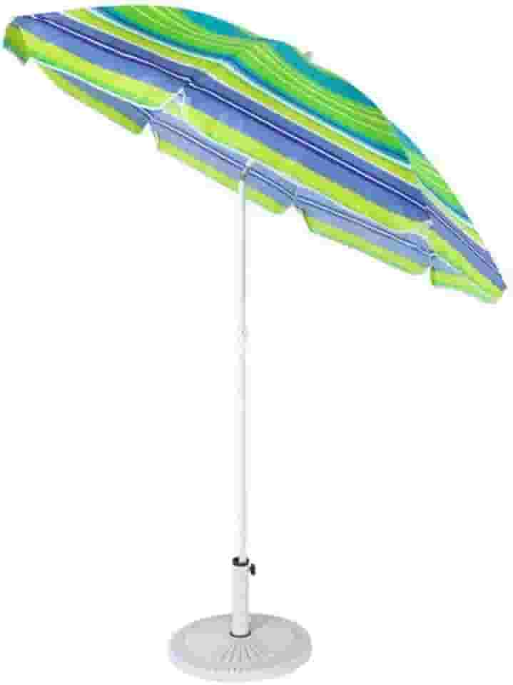 Guarda-sol de Praia Caribe, 150cm Diâmetro, Poliéster, Proteção Solar, Estrutura em Aço, Azul, Altura Regulável até 180cm, Circular, para Praia Pisccina Quintal Parque Lazer Pesca