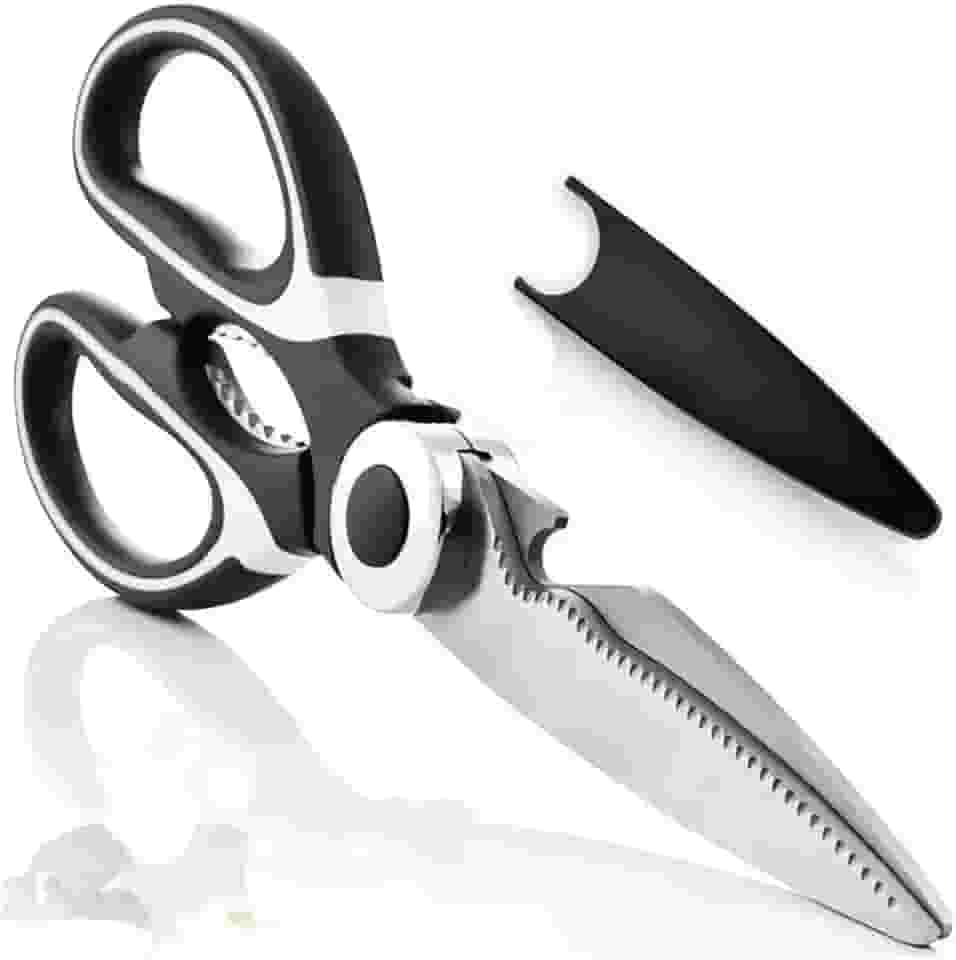 Tesoura de Cozinha Multiuso em Aço Inoxidável Premium Cabo Ergonômico e Emborrachado com Bainha de 21 cm