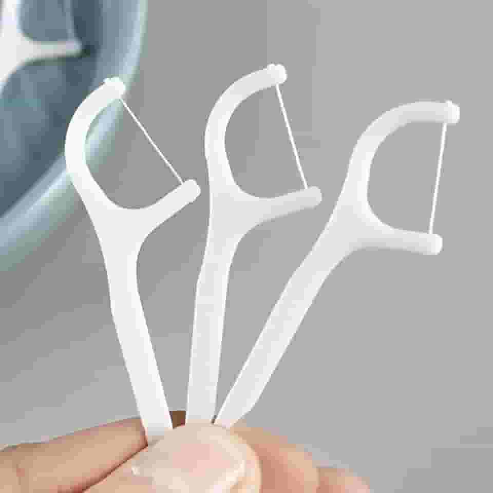Fio Dental em Arco Ultra Fino 50 Un – Flosser com Haste e Fita Ultra Deslizante, Ponta Palito, Remove Placa e Resíduos, Uso Único, Limpeza Interdental, Prático p/Viagem, Estojo/Caixinha Higiênica