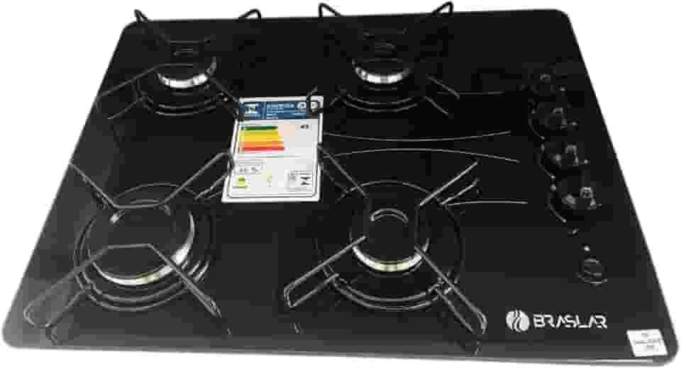 Cooktop A Gás 4 Bocas Braslar Pop Automático Preto Bivolt