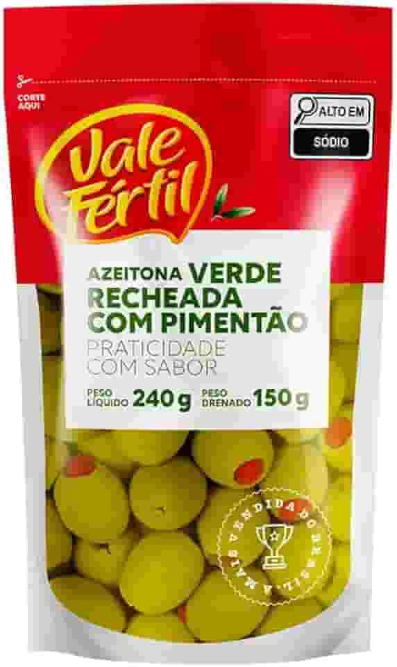 Vale Fértil Azeitona Verde Em Conserva Recheio Pimentão Sachê 150G