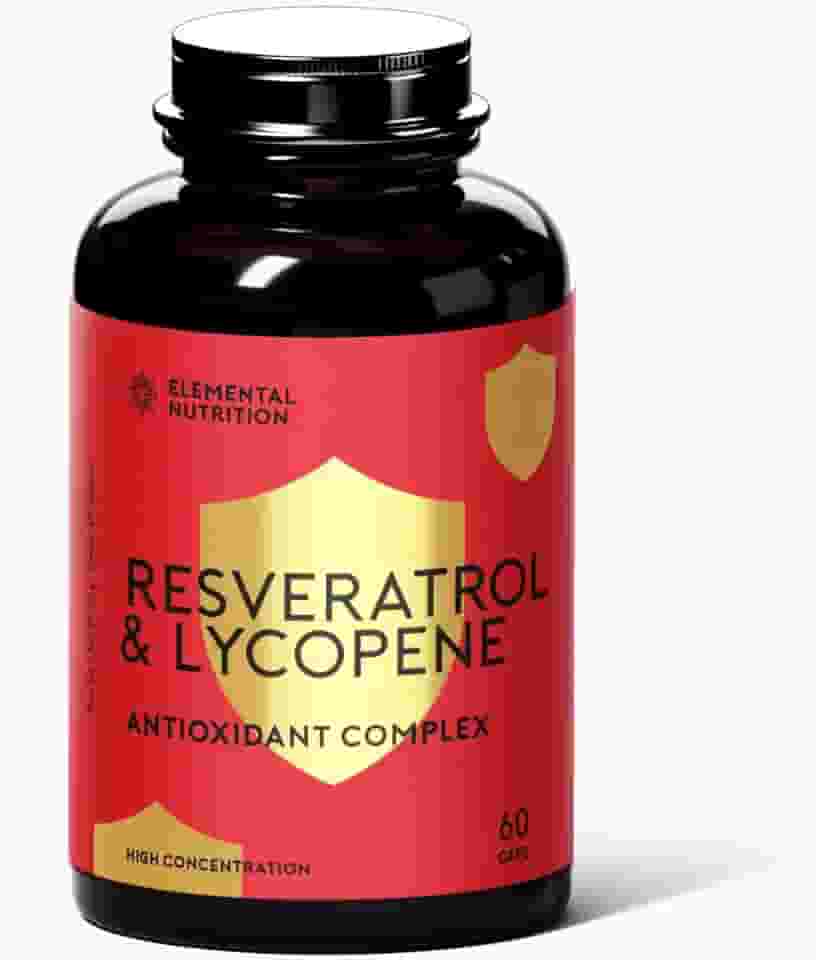 Resveratrol + Licopeno, Elemental Nutrition, Super Antioxidante – 60 Cápsulas
