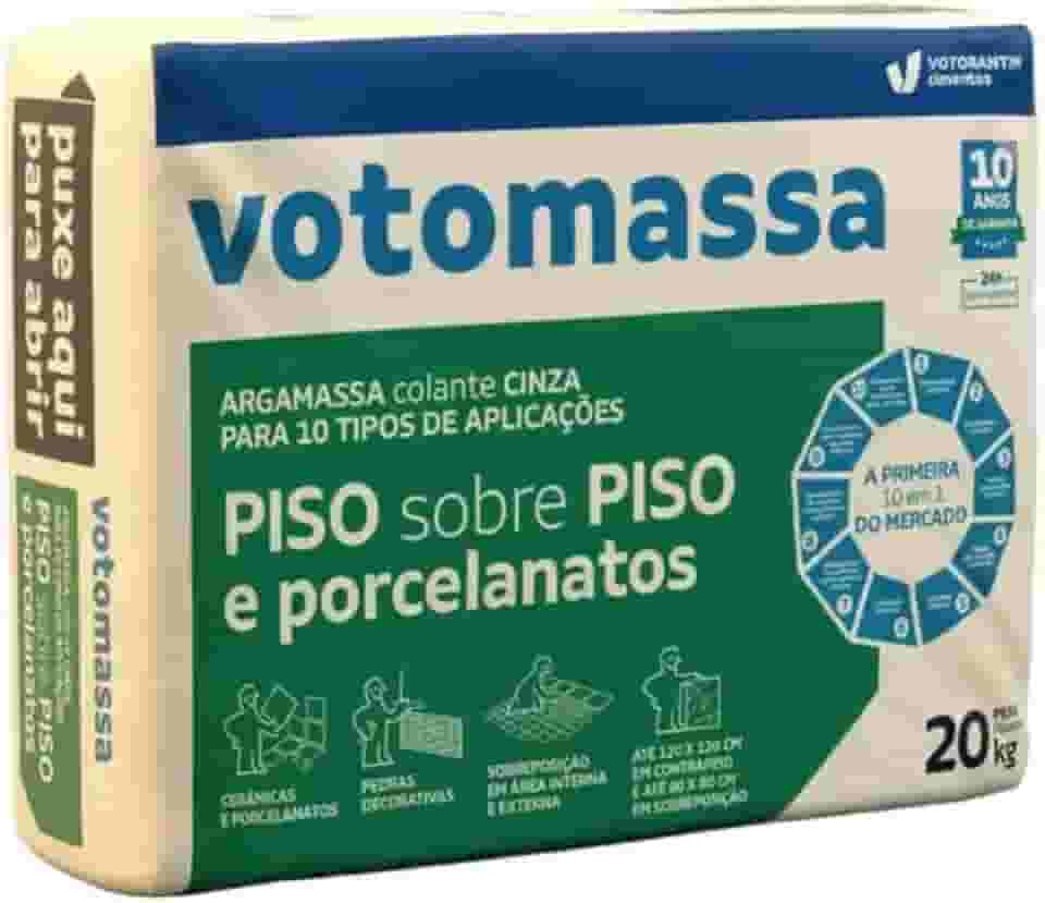 Argamassa Porcelanato Cinza 20kg Piso Sobre Piso Interno e Externo Votomassa