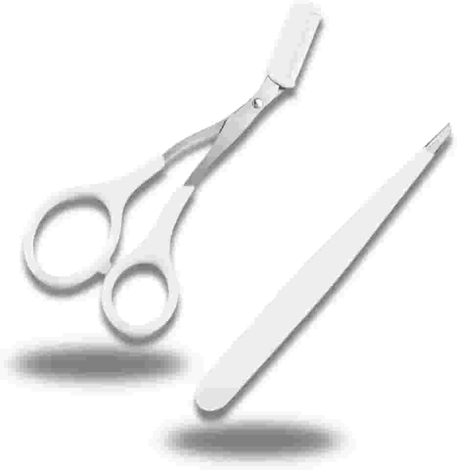 Tesoura e Pinça para Sobrancelhas Branca – Aparador e Modelador de Precisão