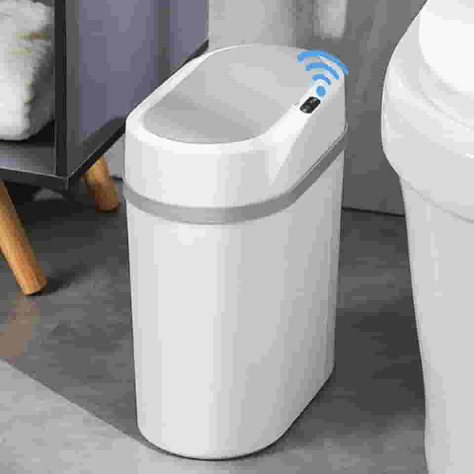 Lixeira Automática 12L com Sensor Inteligente de Aproximação – Abertura e Fechamento Automáticos para Cozinha, Banheiro e Escritório (12L-branco)