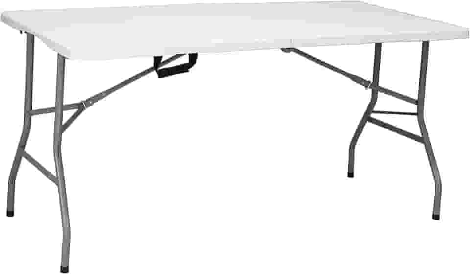 Mesa retangular dobrável 152 x 70cm vira maleta para Festa Camping Churrasco Jardim Pesca