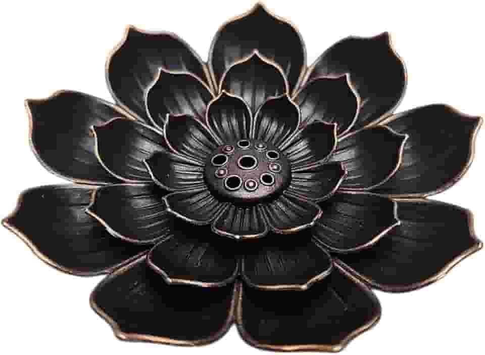 Incensario Vareta, Flor de Lotus de Metal, Queimador de Incenso, Porta Incenso (Cobre)