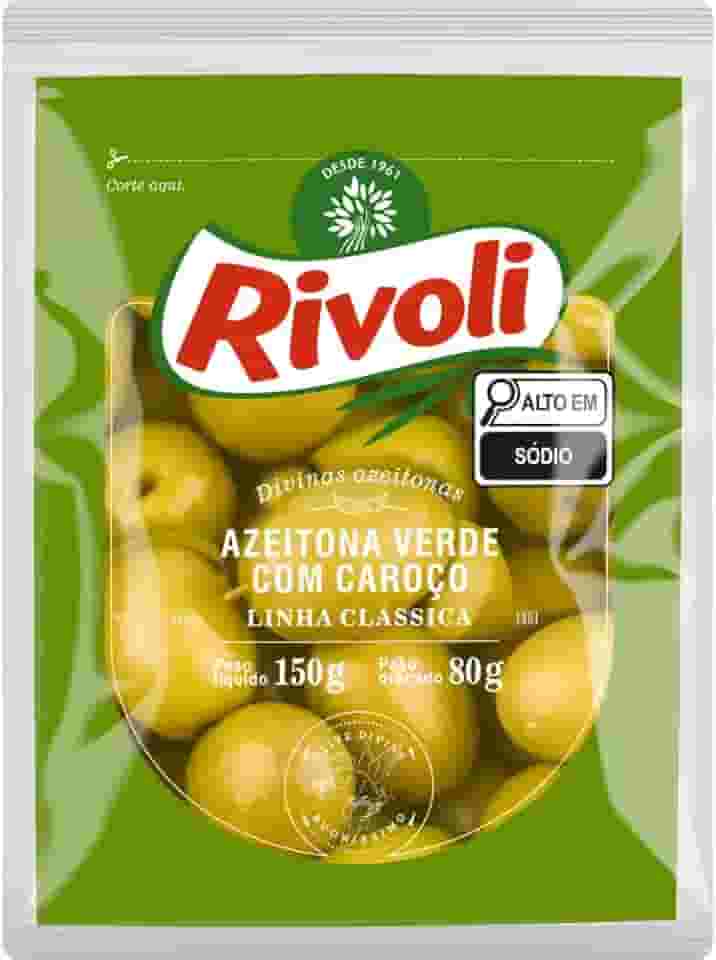 Rivoli Azeitona Verde Em Conserva Com Caroço Pacote 80G