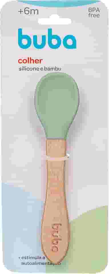 BUBA, Colher Silicone E Bambu - Verde