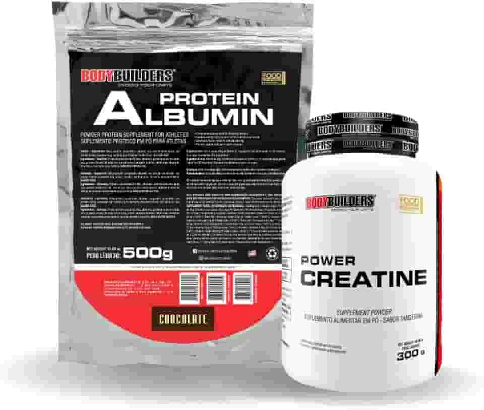 Kit Albumin Protein 500g + Power Creatina 300g - BODYBUILDERS (Médio, Chocolate)