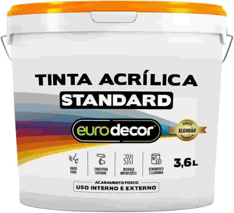 Tinta Acrílica Standard Euro Decor 3,6KG Sem Cheiro Anti Mofo Interior e Exterior (Prata)