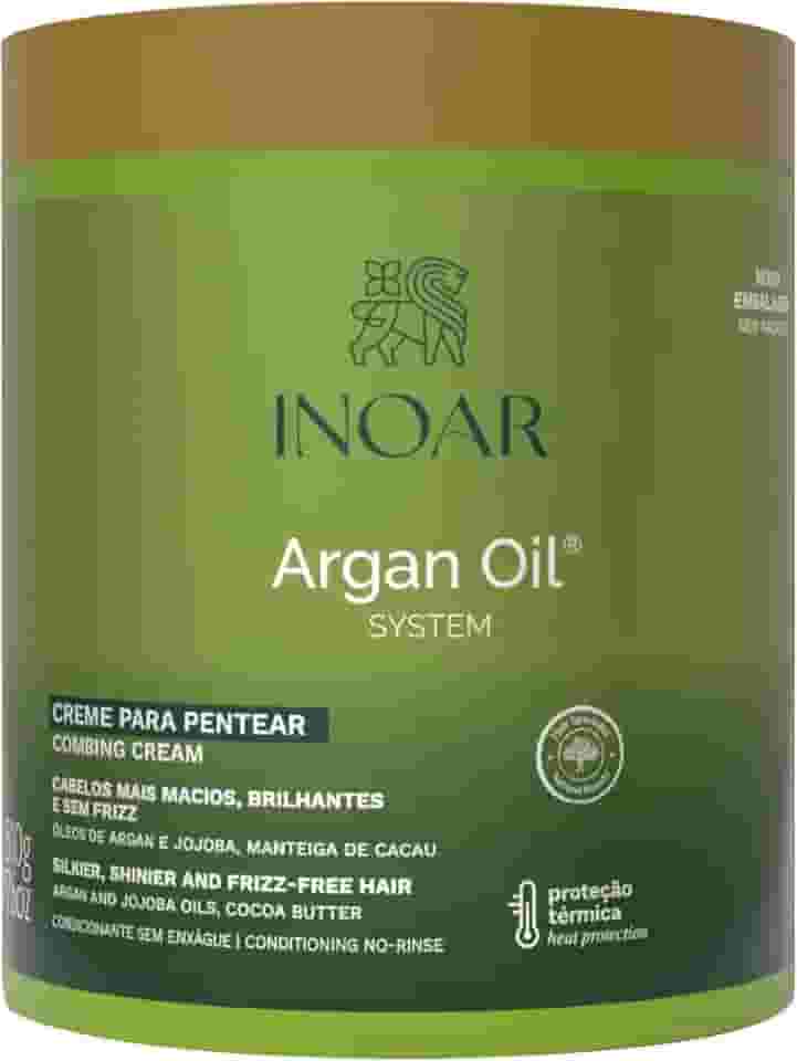 Inoar, Argan Oil, Creme para Pentear Finalizador, Hidratação e Antifrizz, Óleo de Argan, Jojoba e Manteiga de Cacau, Para Todos os Tipos de Cabelos, 500g
