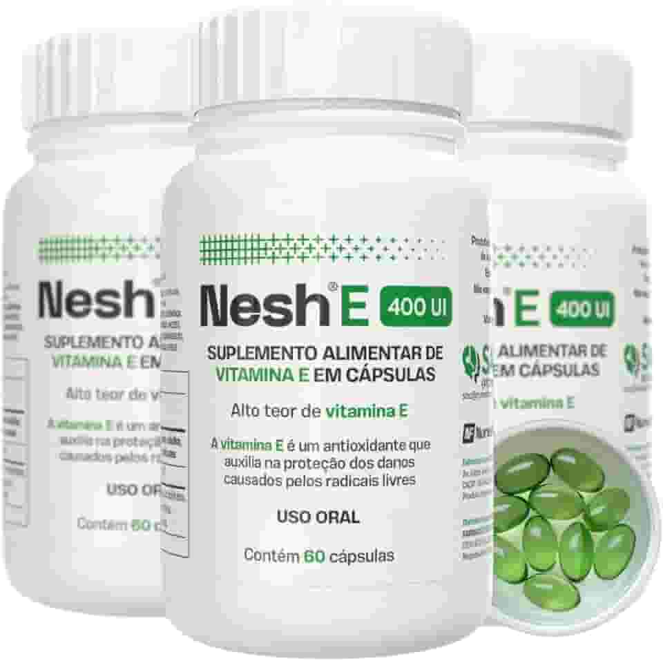 Nesh E 400 UI - Vitamina E Tocoferol - Suplemento em Cápsulas Moles - 60 cápsulas - - Kit 3-180 cápsulas