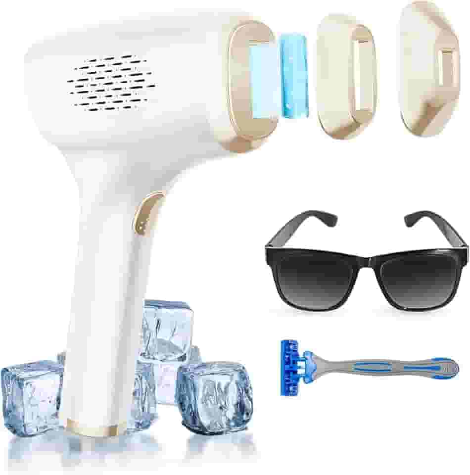 Remoção de pelos a laser com função de cuidado de resfriamento, 999.999+ Flashes Dispositivo de remoção de pelos IPL de gelo, 3 em 1 em removedor de pelos em casa e mulheres e homens