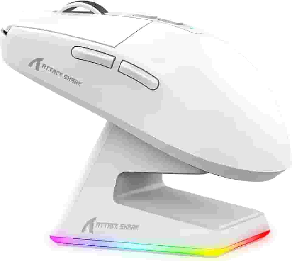 Mouse Gamer ATTACK SHARK X6 com Fio RGB – Ergonômico, 6 Botões Programáveis e Alta Precisão (BRANCO)