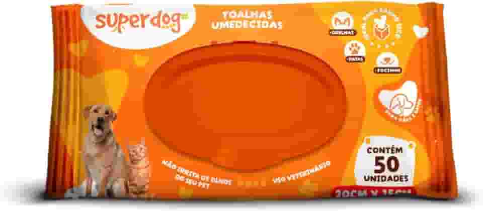 Tolhas Umedecidas Super Dog para Cães e Gatos 50 unidades 20X15cm