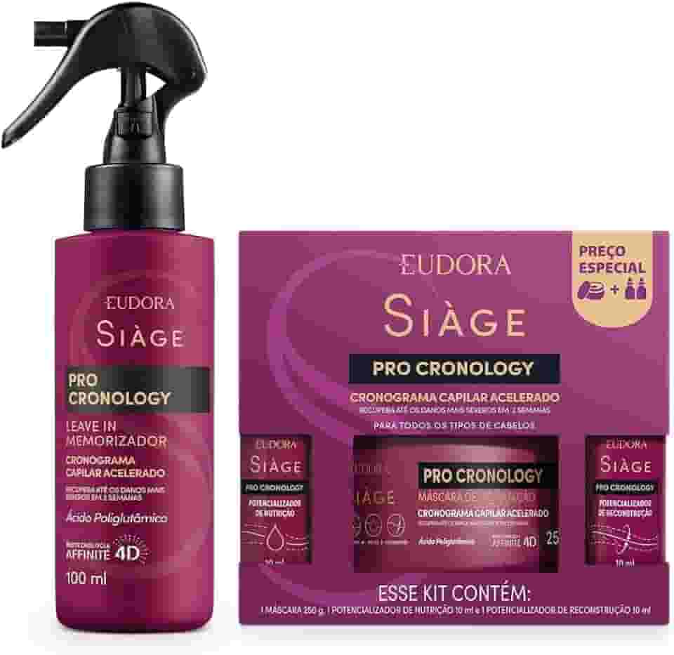 Eudora Kit Siàge Pro Cronology: Kit Cronograma Capilar Acelerado + Leave In Memorizador 100ml