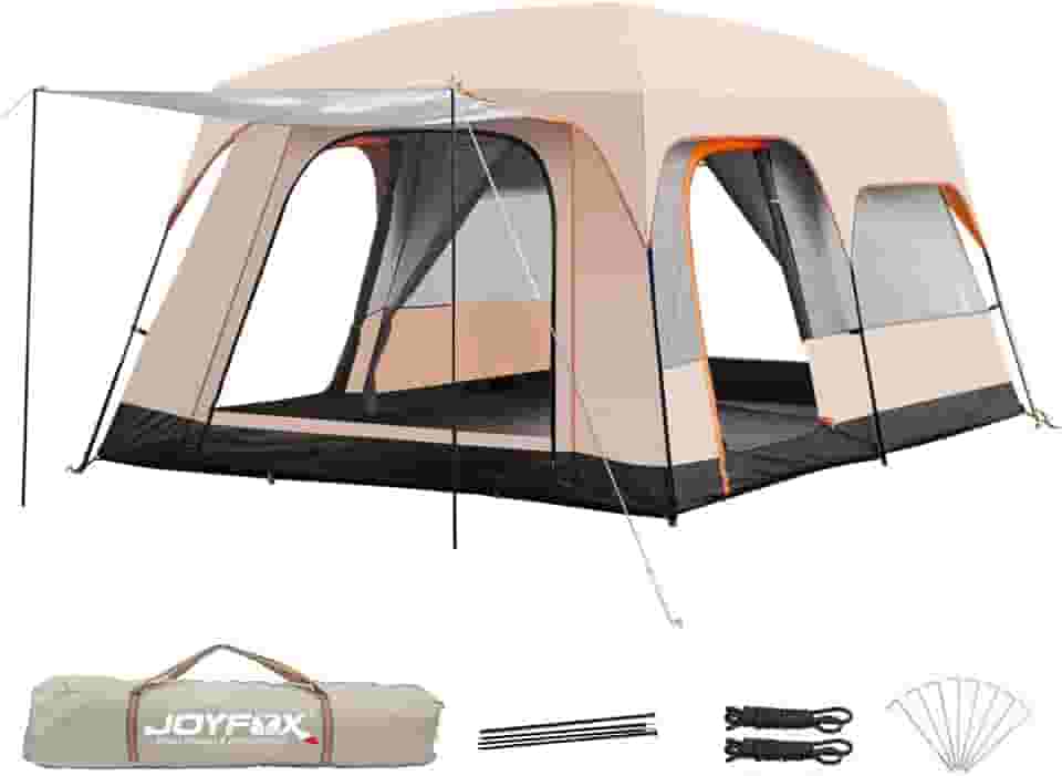 Barraca Camping Família Acampamento 8 10 Pessoas com Grande Varanda, 2 Quartos 1 Sala de Estar, Tenda Família à Prova D'água