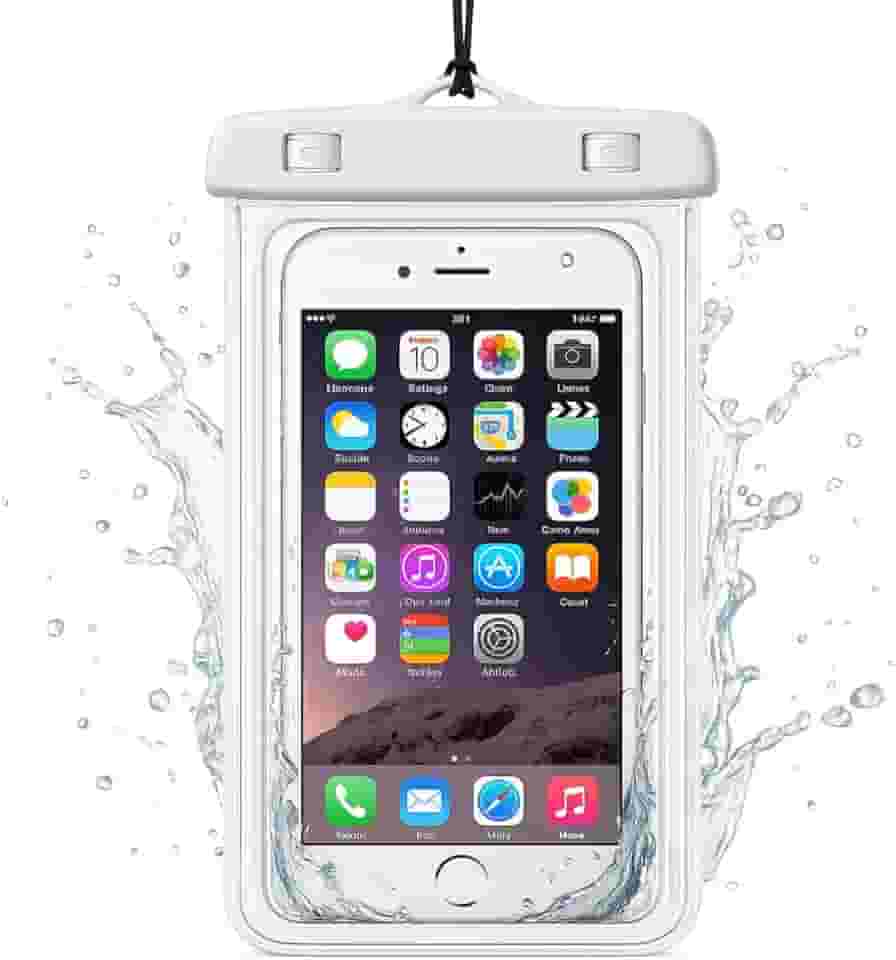 Capa Case para Celular a Prova D'Água Impermeável Transparente Universal Proteção Completa IPX8 Sensível ao Toque Ideal para Praia Trilhas Piscina Viagens (BRANCA)