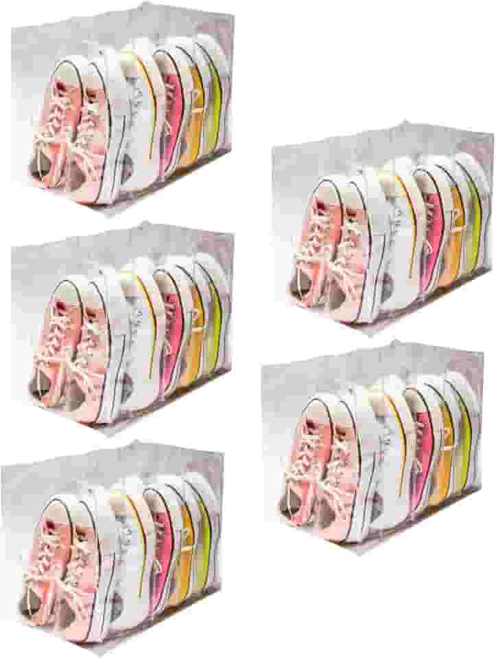 Kit 5 Colmeias Organizadoras Invisíveis De Sapatos e Tênis Feita em PVC Transparente Costura Reforçada Ótimo Acabamento Casa Organizada Vários Nichos Closet Armários Nizz Organizadores