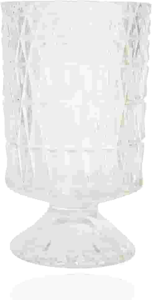 Vaso cilíndrico de vidro transparente e suporte de vela de furacão de vidro - Suporte de vela com padrão de diamante, vaso de flores para casamento, decoração de casa, presente de