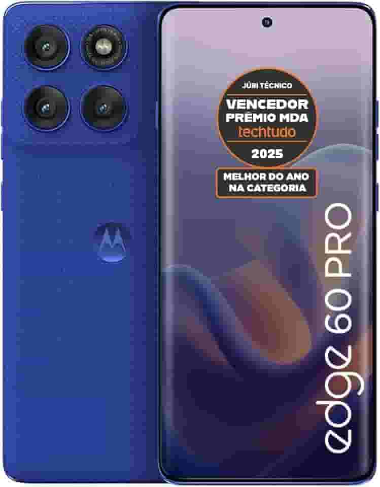 Smartphone Motorola Edge 60 PRO 5G - 256GB 24GB (12GB RAM+12GB Ram Boost) Tela Quad-Curve moto AI 50MP Sony Camera ultrarresistencia militar IP68 + IP69 - Azul Marinho