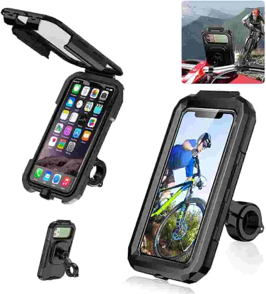 Suporte Celular Moto á Prova d'Água, Suporte Celular Bike á Prova d'Água, Com Base de Guidão e Tela Sensível Ao Toque, Preto