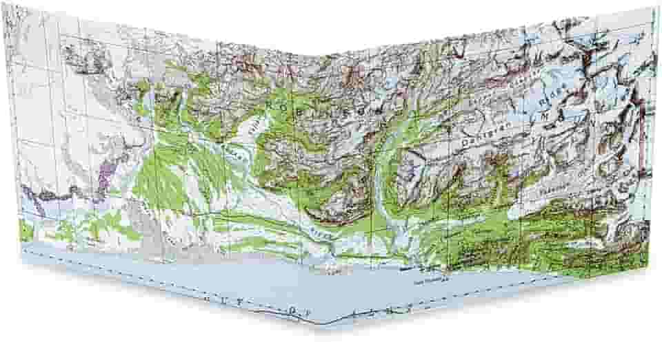 Carteira Stitched Dynomighty Tyvek - mapa do Alasca, mapa explorador, Mapa glacial do Alasca, Clássico