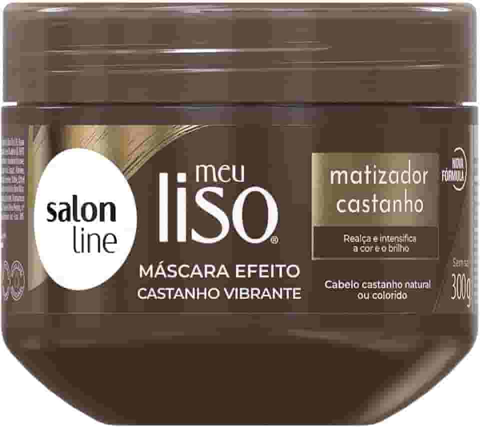Salon Line, Meu Liso, Máscara, Matizador Castanho, Vegano - Para Cabelos Lisos, Ondulados, Alisados, Relaxados ou Quimicamente Tratados, 300g