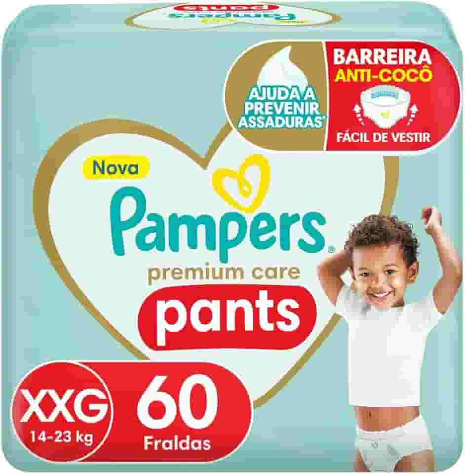 Fralda Pampers Premium Care Pants Tamanho XXG, Fácil de Vestir, 60 Unidades
