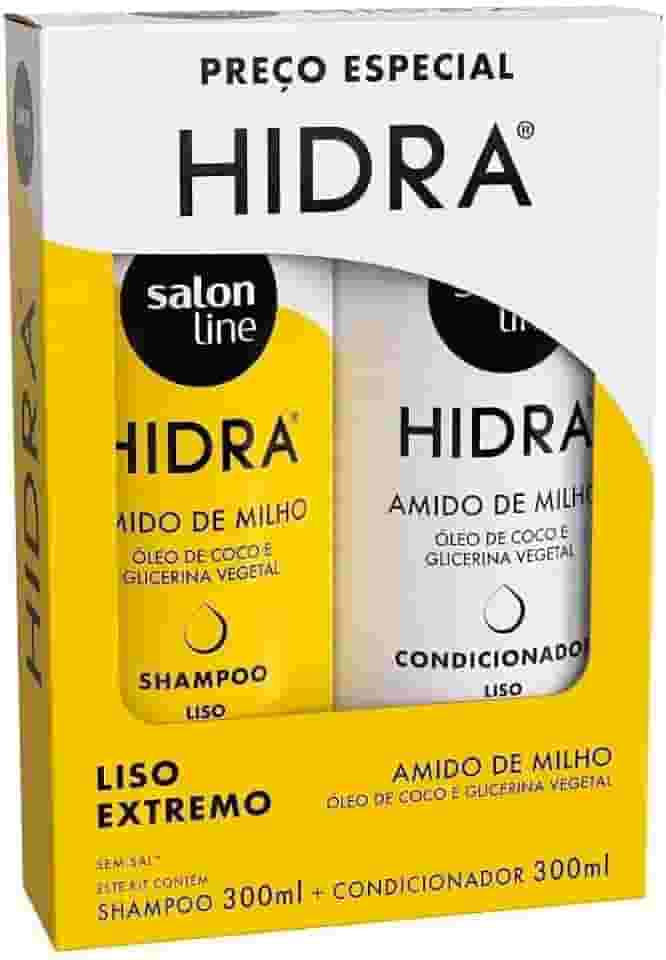 Salon Line, Kit Shampoo e Condicionador, Hidra Amido de Milho, Vegano - Cabelos Lisos e Ondulados, 300 ml cada